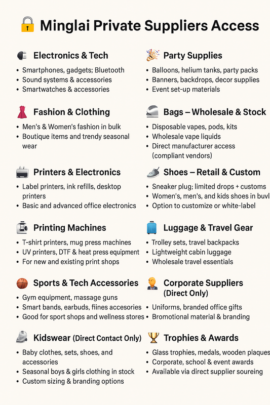 Private suppliers to public physical shops to visit for viewing