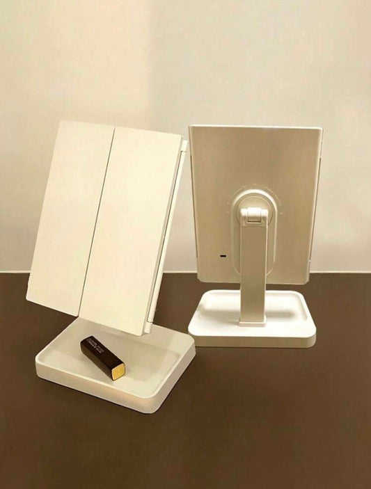 Rotatable Tri-Fold LED Makeup Mirror