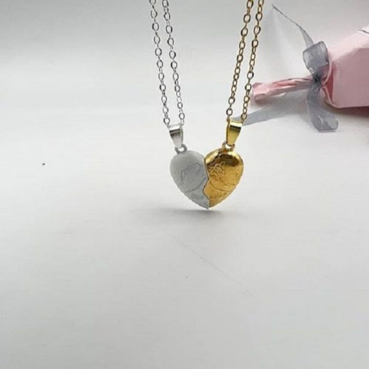 Gift Valentines Day Heart Shaped Magnetic Couples Promise Necklace Pair