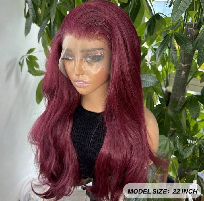 Burgundy Lace Front Wig(human blend)