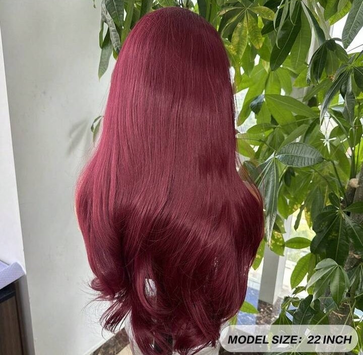 Burgundy Lace Front Wig(human blend)