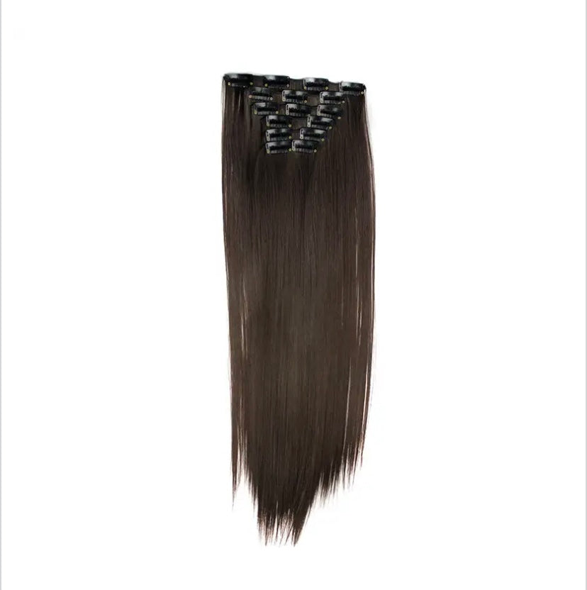 6 Piece 16 Clips 23inch Straight Wig Hair Extensions For Women
