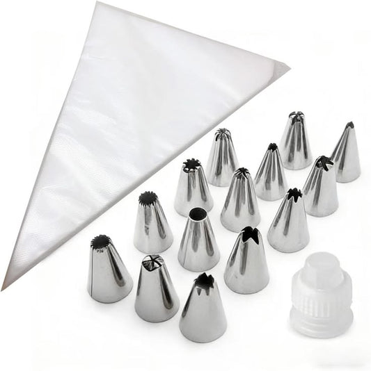 Piping Bag & Nozzle Set 7Piece Cake Decorating Essentials - Bakers Prep