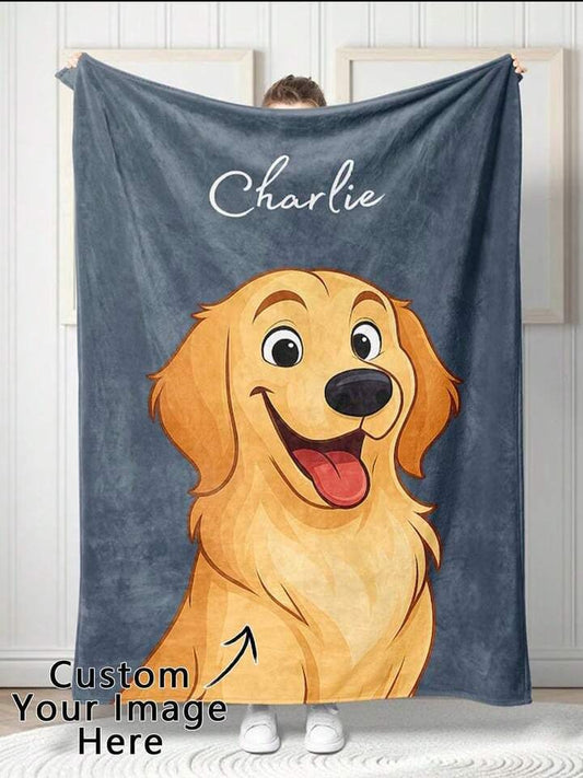 1pc Personalized Pet Blanket Using Pet Photo + Name