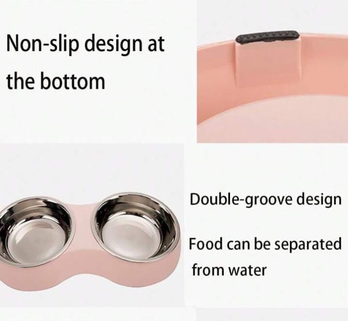 Personalized Integrated Bevel Bowl Pet Bowl, Double Bowl With Custom Name