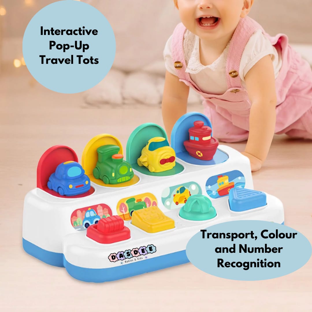 Pop-Up Travel Tots - Cause and Effect Transport Colour Toy - Baby and Toddler