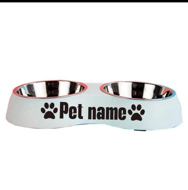 Personalized Integrated Bevel Bowl Pet Bowl, Double Bowl With Custom Name