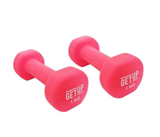 GetUp Neoprene Dumbbell - 2 Piece Set - Various Weight - Pink - 1 kg