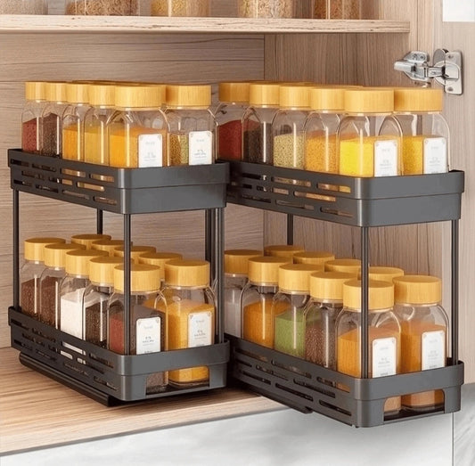 2 Tier Multifunctional plastic Storage Rack and Seasoning Bottle