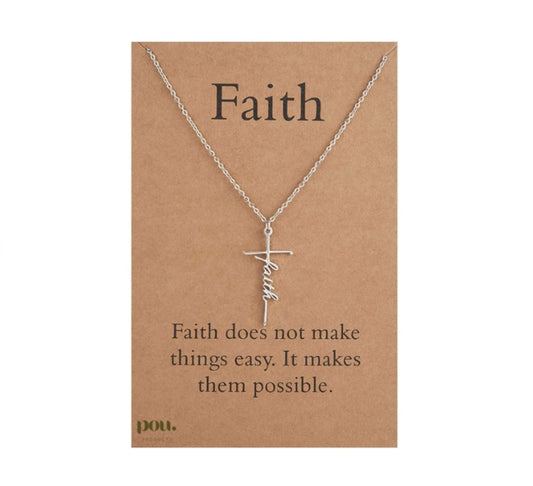 POU Faith Cross Necklace for Hope and Love Pendant