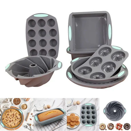 6pcs/set Silicone Baking supplies, Nonstick Silicone Baking Tray