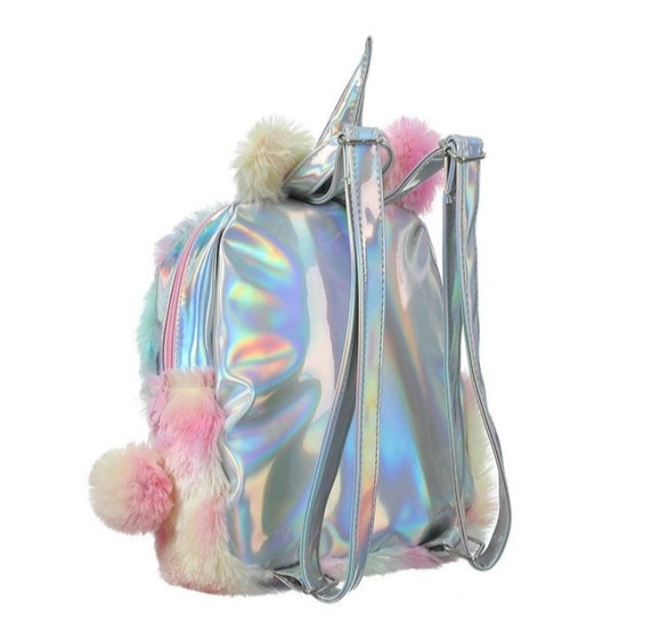 Kids Furry Unicorn Backpack - Pink