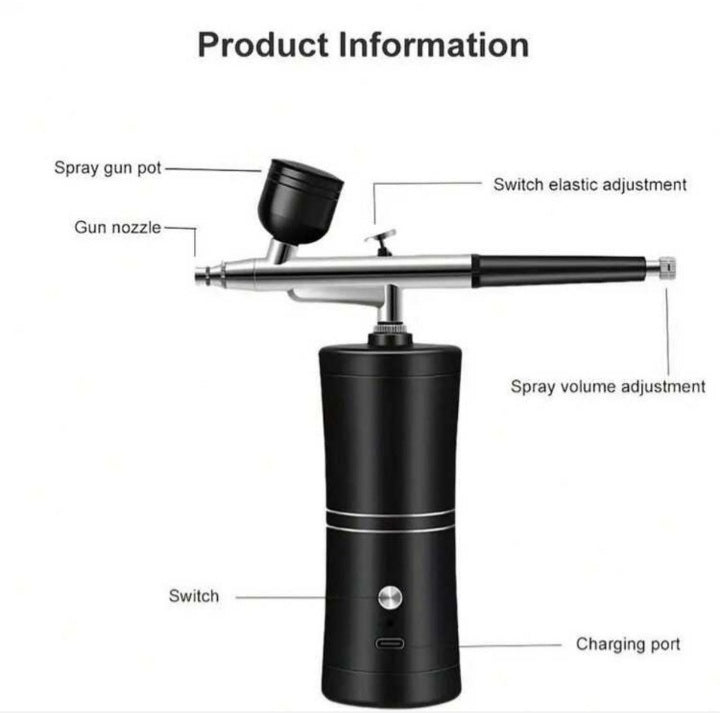 Portable Airbrush Compressor Kit, Ideal For Nails, Art, Cake & Makeup