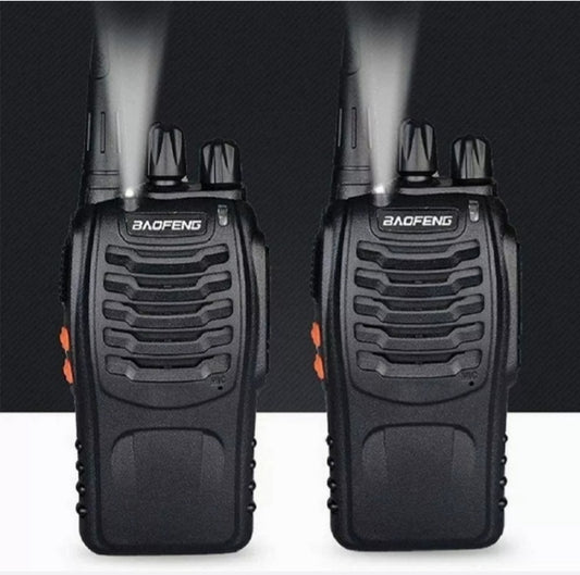 Long Range Walkie Talkies with Earpiece and LED Flashlight 2 Pack Black