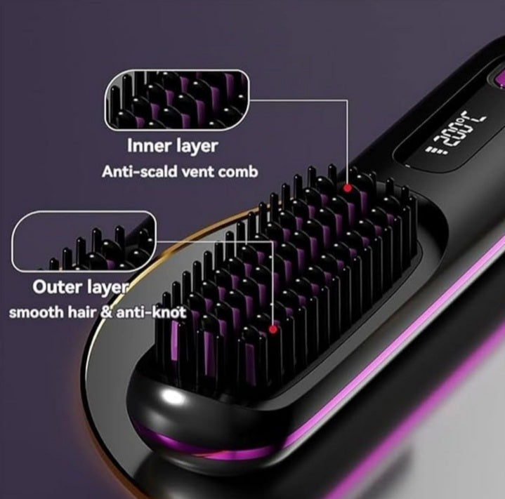 Ionic Portable Heated Straightening Brush with LED Display