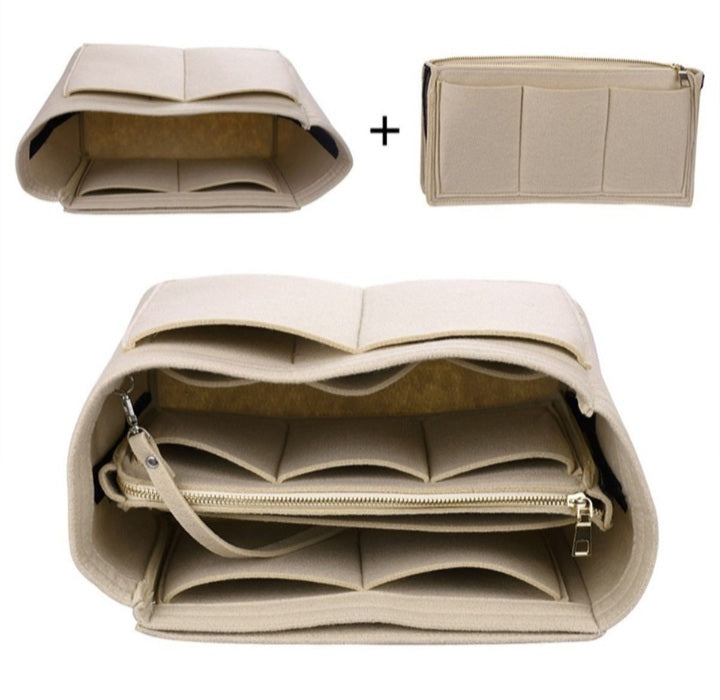 Felt Bag Storage Tote Bag, Lined With Multiple Pockets Storage Tote Bag