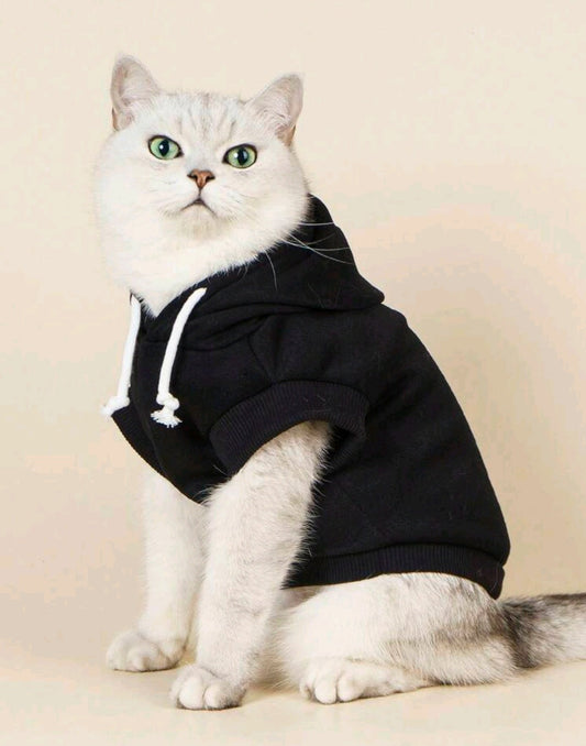 1pc Peach Polyester Solid Color Basic Hooded Sleeveless Sweatshirt For Both Indoor And Outdoor Cats Or Dogs