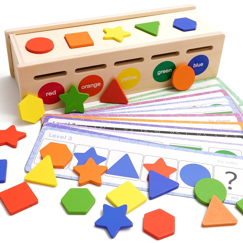 Wooden Shape Sorter Toy for Children, Stacking&Color Sorting Education ...