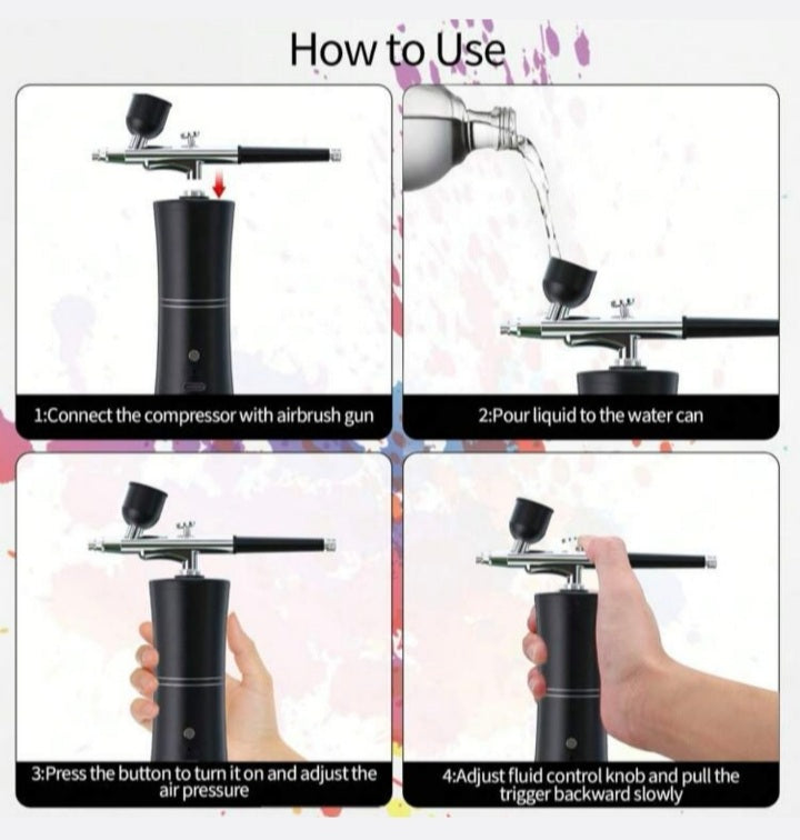 Portable Airbrush Compressor Kit, Ideal For Nails, Art, Cake & Makeup