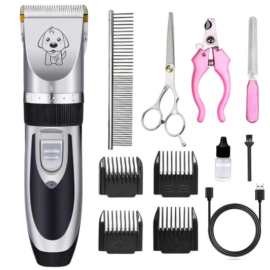 Dog Clipper Set Professional Pet Grooming Kit Low Noise & Rechargeable