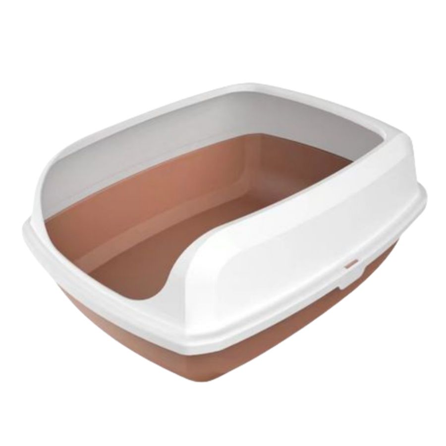 Large Cat Litter Box with Scoop Open Top Cat Potty Pan Anti-Splashing-Brown