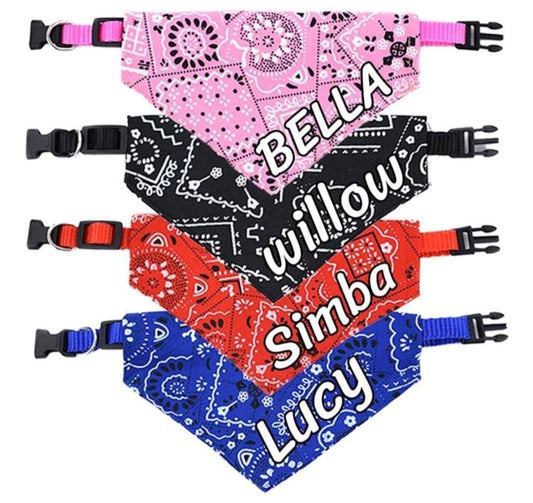 1pc Personalized Stylish Print Dog Bandana, Custom Adjustable Dog Collar Pet Saliva Towel